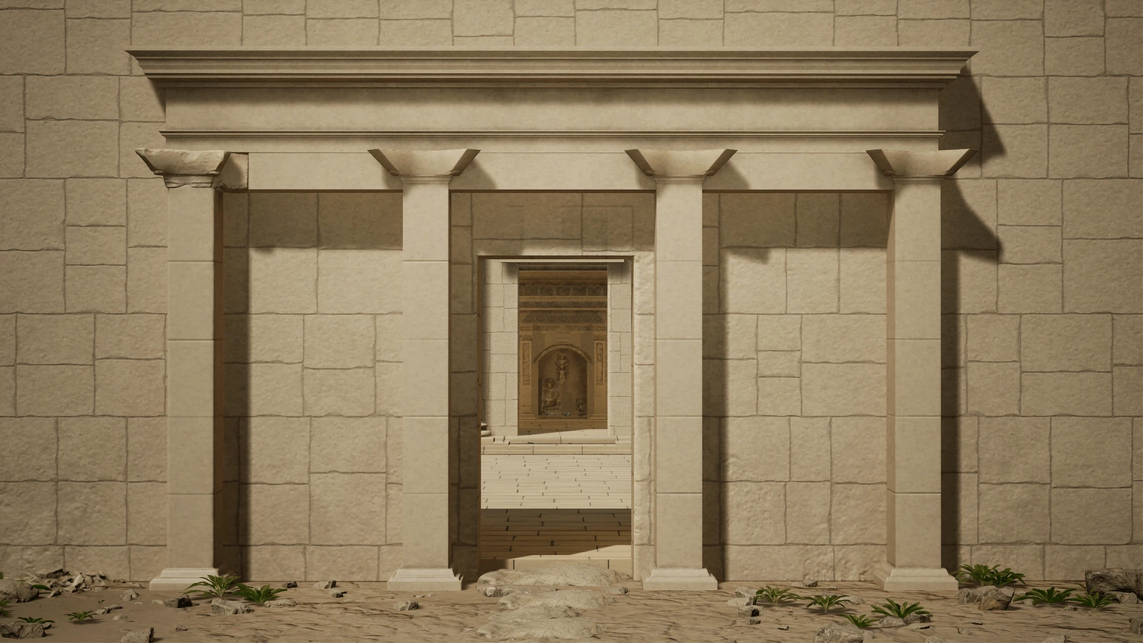 Reconstructed temple facade