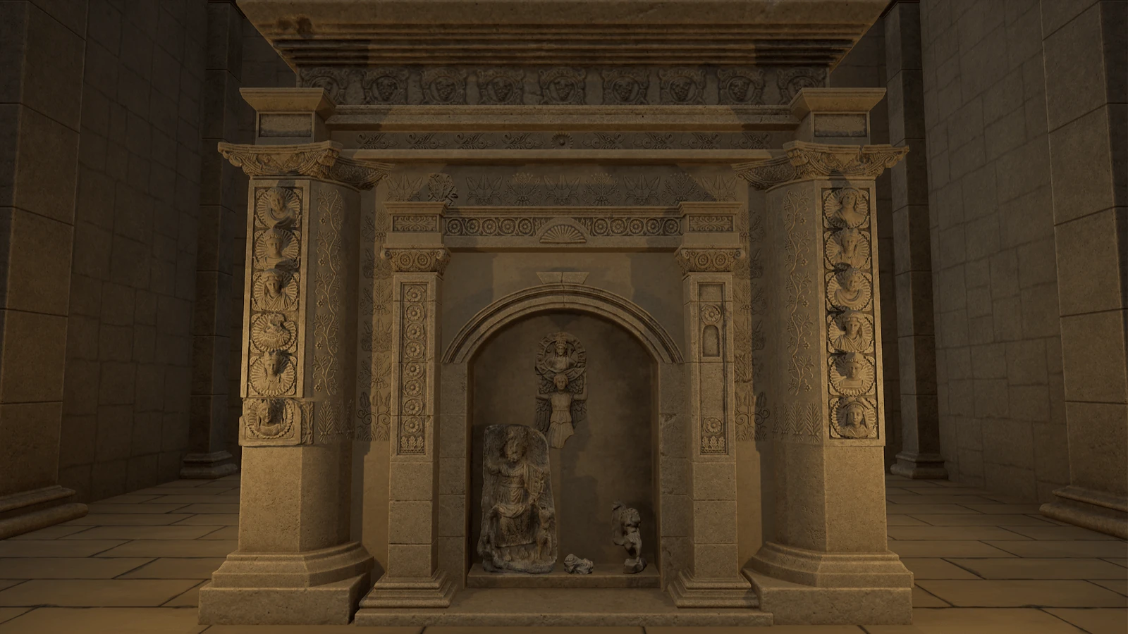 Reconstructed temple interior