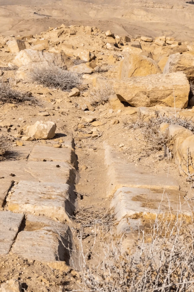 Stone remains at the archaeological site