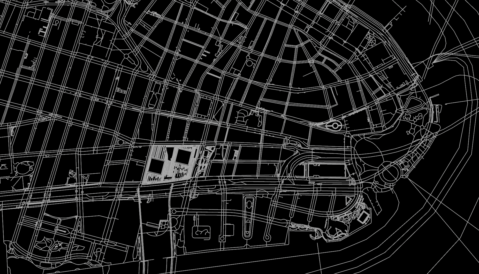 New York street network and urban layout from OpenStreetMap