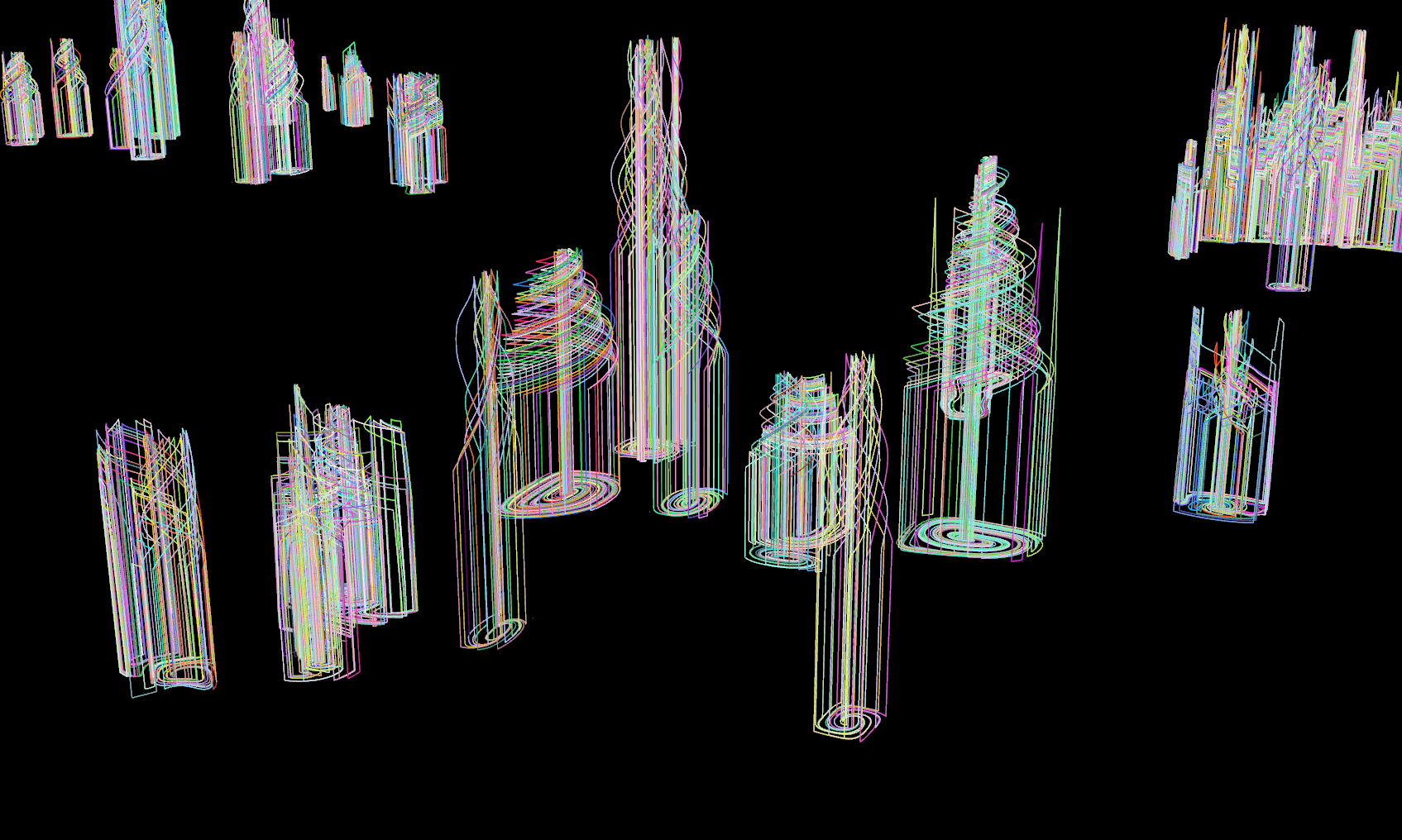 Vertical trails generating folded architectural volumes
