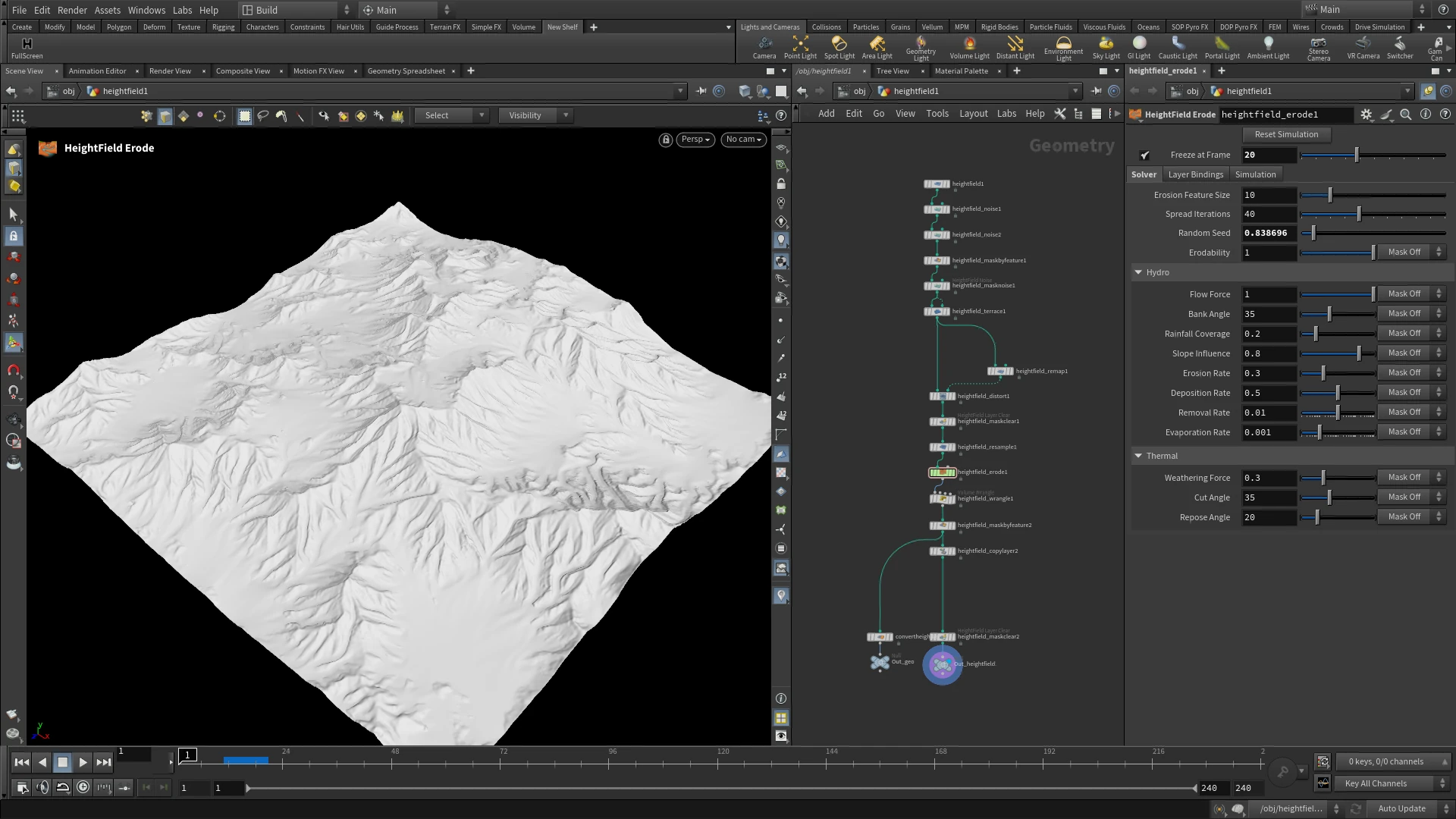Houdini HeightField terrain generation setup