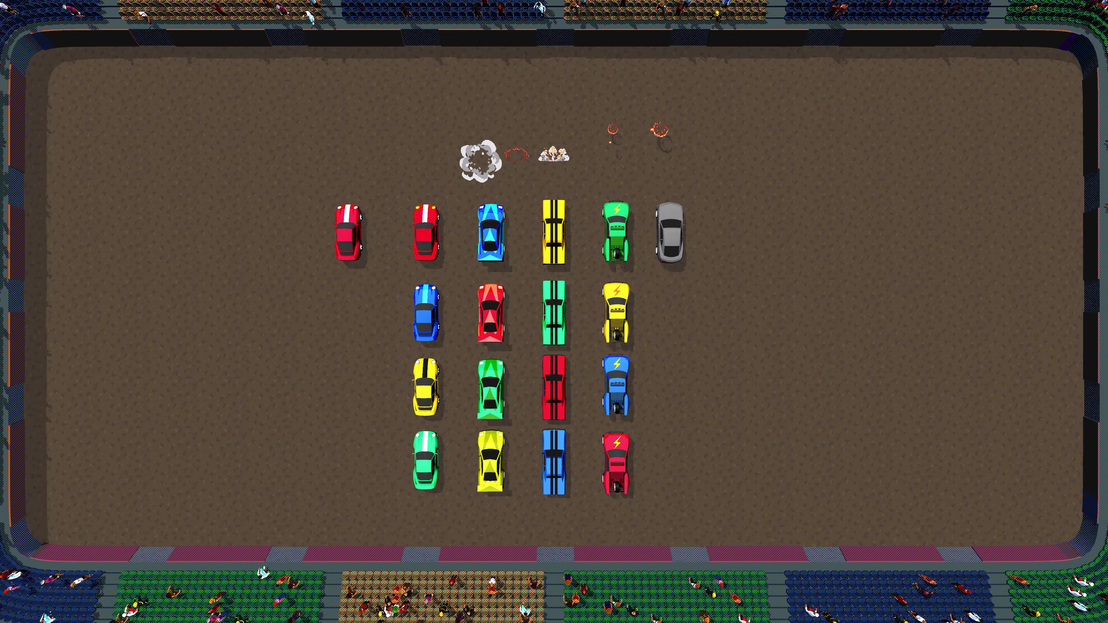 Vehicle lineup in the arena
