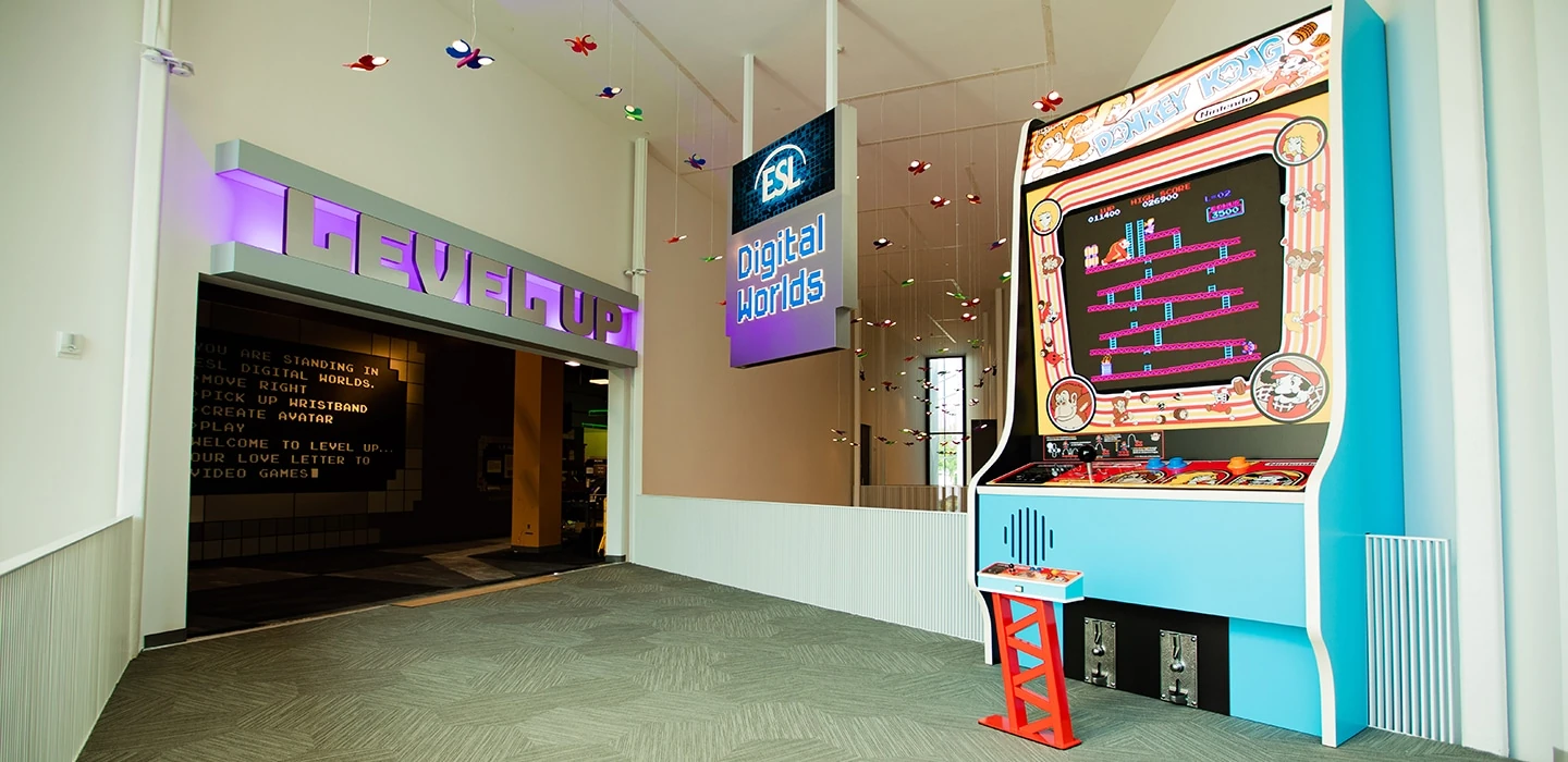 Entrance to ESL Digital Worlds: Level Up at The Strong National Museum of Play