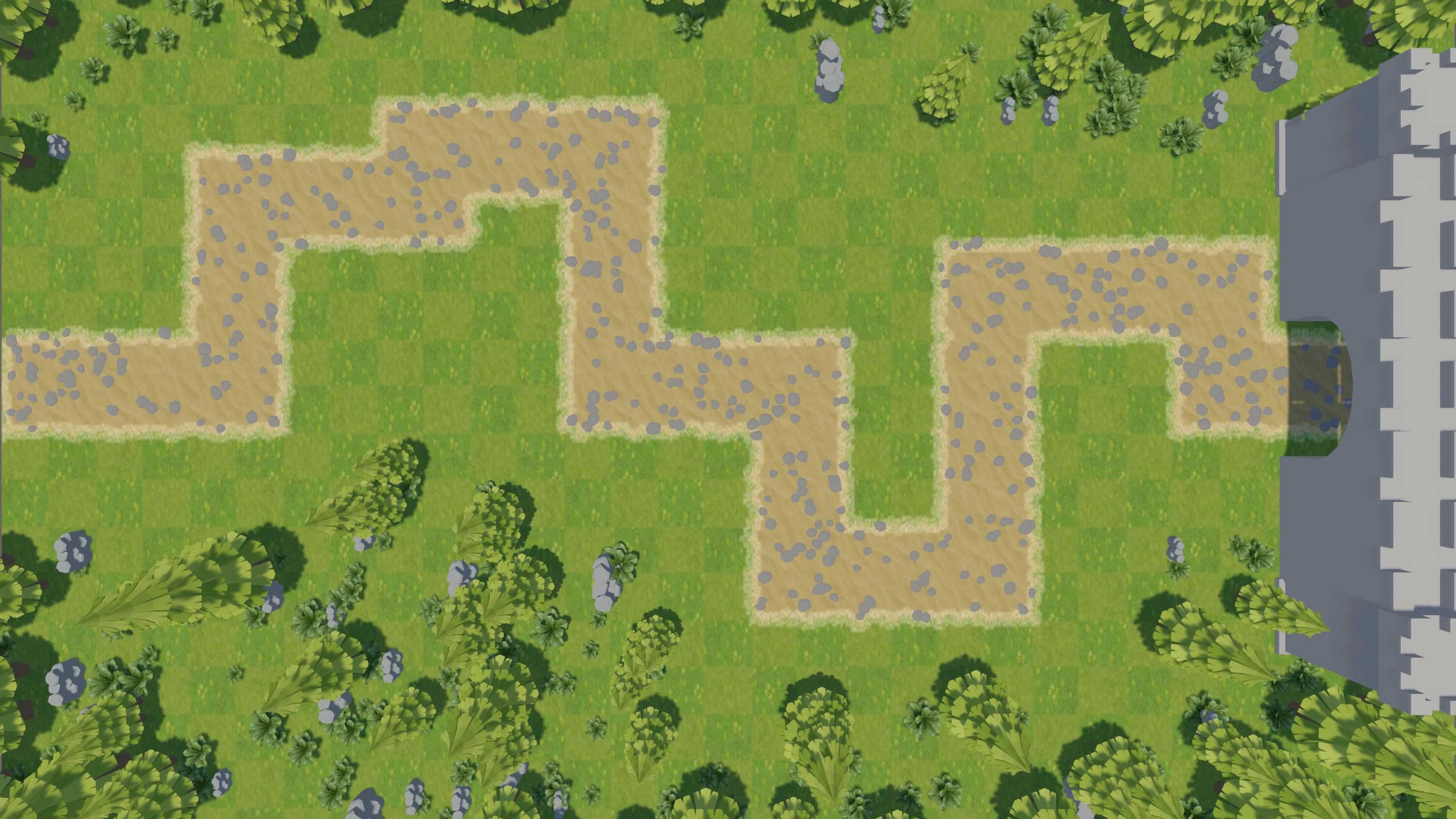 Procedurally generated terrain and enemy route
