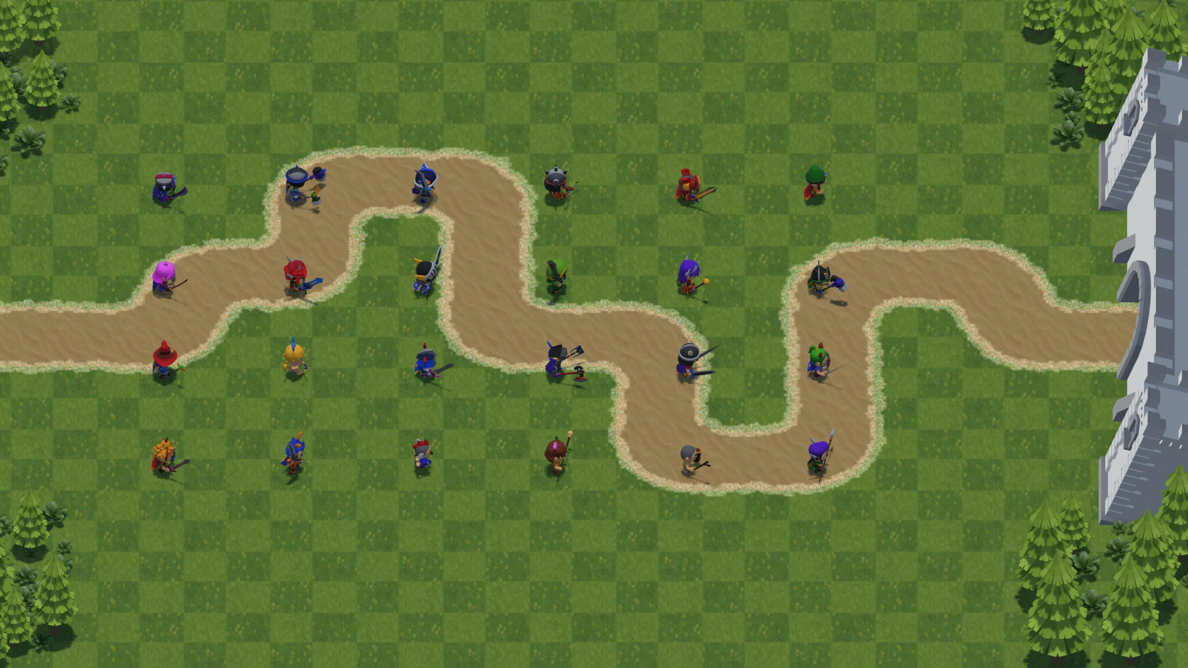 Tower defense level variation with curved routes