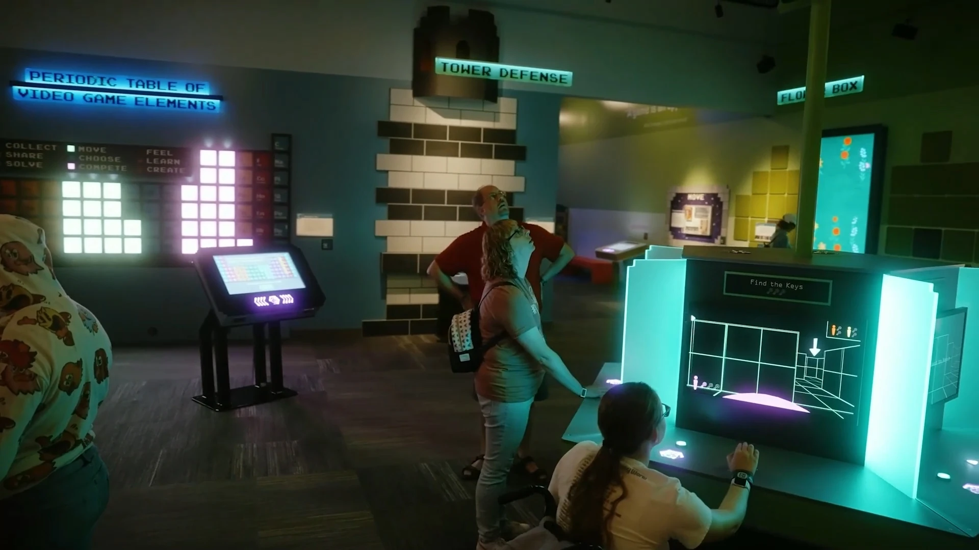 Physical tower controls and the Tower Defense exhibition display